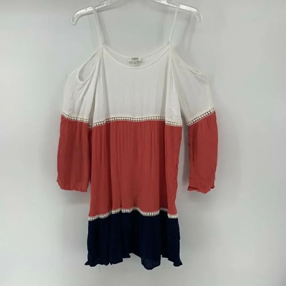 Umgee Cold Shoulder Tunic Top Tri Color Medium